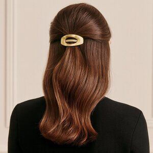 Hair Barrette Brushed Gold tone Clip Barrette Made in France Vintage 80s